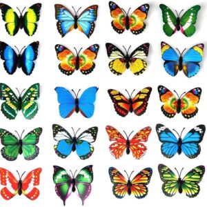 20pcs 3D PVC Butterfly Magnet Wall Decoration with Refrigerator Magnets（Color Random）