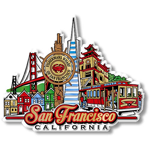 San Francisco City Magnet by Classic Magnets, Collectible Souvenirs Made in The USA, 4.1" x 3.3"