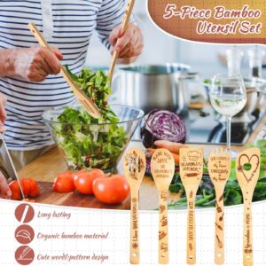 Leyndo 10 Pcs Grandma Gifts Set Including Grandma Apron Grandmother Tea Towel Tea Spoon Pot Holders Oven Mitt Bamboo Kitchen Cooking Spatula for Women Baking