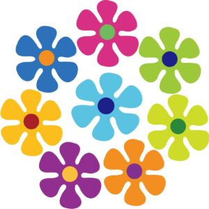 car magnet decorations magnetic flower decals fridge magnets 60s multi-color flower cutout magnet for car home wall whiteboard refrigerator (8, 3.9 x 3.9 inch)
