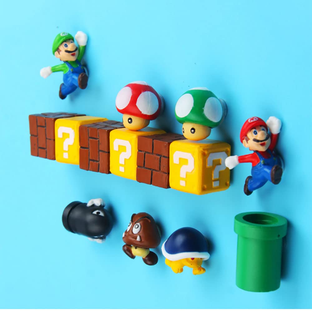 BeautySha 39 Pieces of 3D Mario Fridge Magnets Sets for Home Room Decor Decorative Refrigerator Fun School Office Whiteboard Christmas Magnet (39pcs)