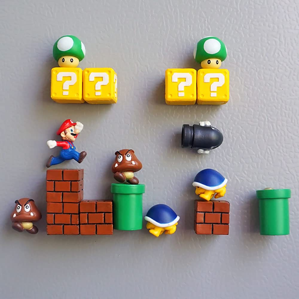 BeautySha 39 Pieces of 3D Mario Fridge Magnets Sets for Home Room Decor Decorative Refrigerator Fun School Office Whiteboard Christmas Magnet (39pcs)