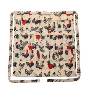 ETIUC Durable Egg Gathering Apron 18 Deep Pockets Canvas Fabric for Duck Goose Quail Dove Eggs Holder Easter Egg Collecting Apron Chicken Coop Tool Hen Rooster Print