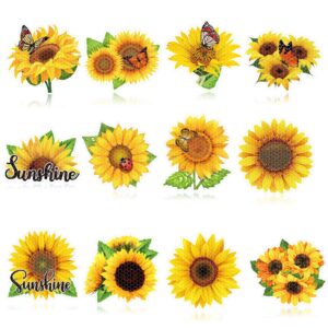 12 pieces summer sunflower magnet car refrigerator magnets removable sunflower kitchen decor and accessories cute flower magnets vintage magnets for whiteboard home office (sunflower)