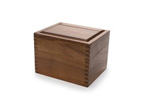 ironwood gourmet acacia wood recipe box with divider tabs, 2 compartment, single