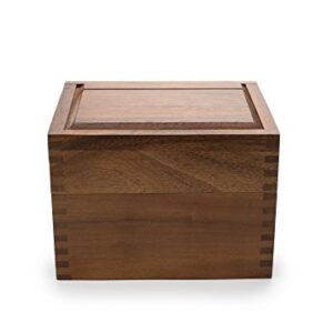 Ironwood Gourmet Acacia Wood Recipe Box with Divider Tabs, 2 Compartment, Single