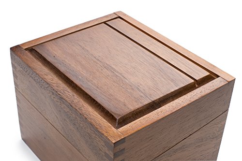 Ironwood Gourmet Acacia Wood Recipe Box with Divider Tabs, 2 Compartment, Single