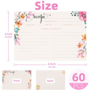 LotFancy Recipe Cards, 4x6 Inch, 60 Count, Double Sided, Blank Recipe Cardstock, Floral Recipe Index Cards