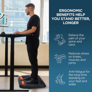 Standing Desk Mat, YESMET Anti Fatigue Mat with Foot Massage Bar, Ergonomic Not-Flat Comfort Mat Standing Mat for Standing Desk Office and Kitchen Floor (Black)