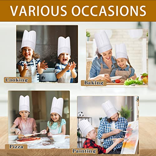 24 Pack Paper Chef Hat White Disposable Chefs hat for Kids Men Women Cooking Baking Kitchen Restaurants Adjustable (Max 25in)