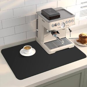 coffee bar mat for spill-proof, 18 x 12 inch hide stain abosrbent coffee mat | non-slip rubber backed coffee bar accessories under the cofee machines