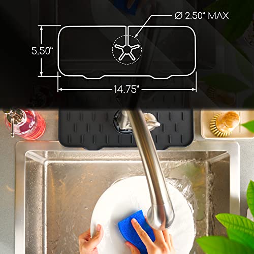 Ternal Sinkmat for Kitchen Sink Faucet, Silicone, Black, Splash Guard & Drip Catcher For Around Faucet Handle