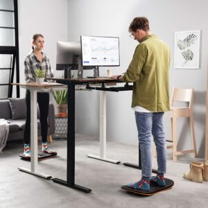 FEZIBO Standing Desk Anti Fatigue Mat Wooden Wobble Balance Board Stability Rocker with Ergonomic Design Comfort Floor Mat (Medium, Obsidian Black)