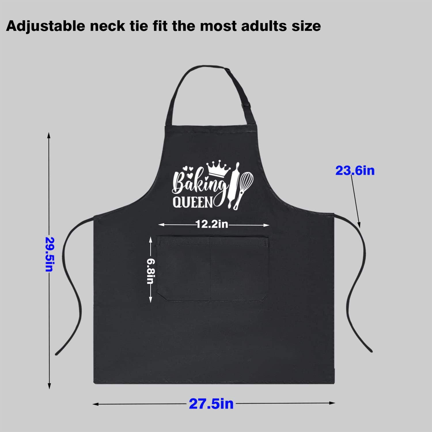 Oxpaynop Funny Cooking Aprons for Women with Pockets, Baking Gifts for Bakers Mom Wife Girlfriend, Baking Queen Apron for Kitchen Grilling BBQ