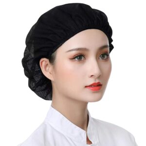 6pcs unisex elastic chef hat kitchen cooking hat food service hair nets adjustable black mesh cap
