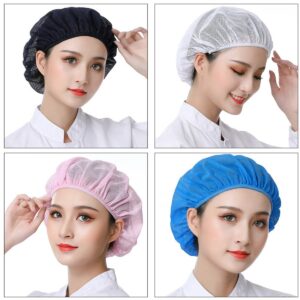 6pcs Unisex Elastic Chef Hat Kitchen Cooking Hat Food Service Hair Nets Adjustable Black Mesh Cap