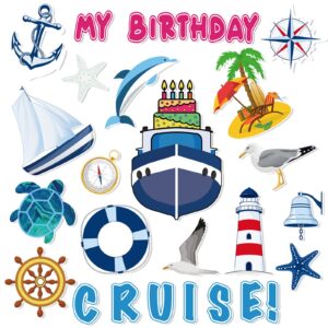 25 pcs my birthday cruise funny car magnets cruise door magnet flip flop boat anchor cruise ship decorations magnetic fridge magnet decal life preserver ring ship steering wheel decorative magnets