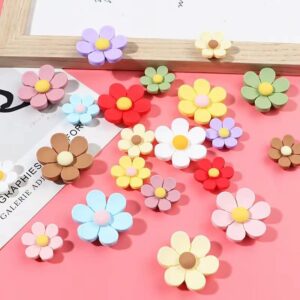 Cute Flower Fridge Magnets 20-Pack (4 Colors, 3 Sizes) 3D Strong Magnets for Fridge, whiteboards, lockers, Office. (Purple, Blue, Green, White) Set A