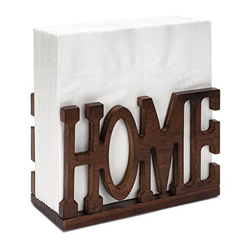 Honiway Napkin Holder for Table Large Rustic Wood Napkin Holders for Paper Napkins Farmhouse Napkin Dispenser for Dining Room Cocktail Kitchen Table Countertop Decor Walnut