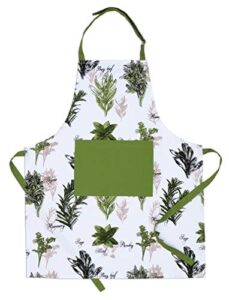 amour infini aprons for women adjustable strap with waist ties aprons for baking, cooking, gardening cotton washable, reusable spring & easter apron (27.5 x 33 inches - herb garden)