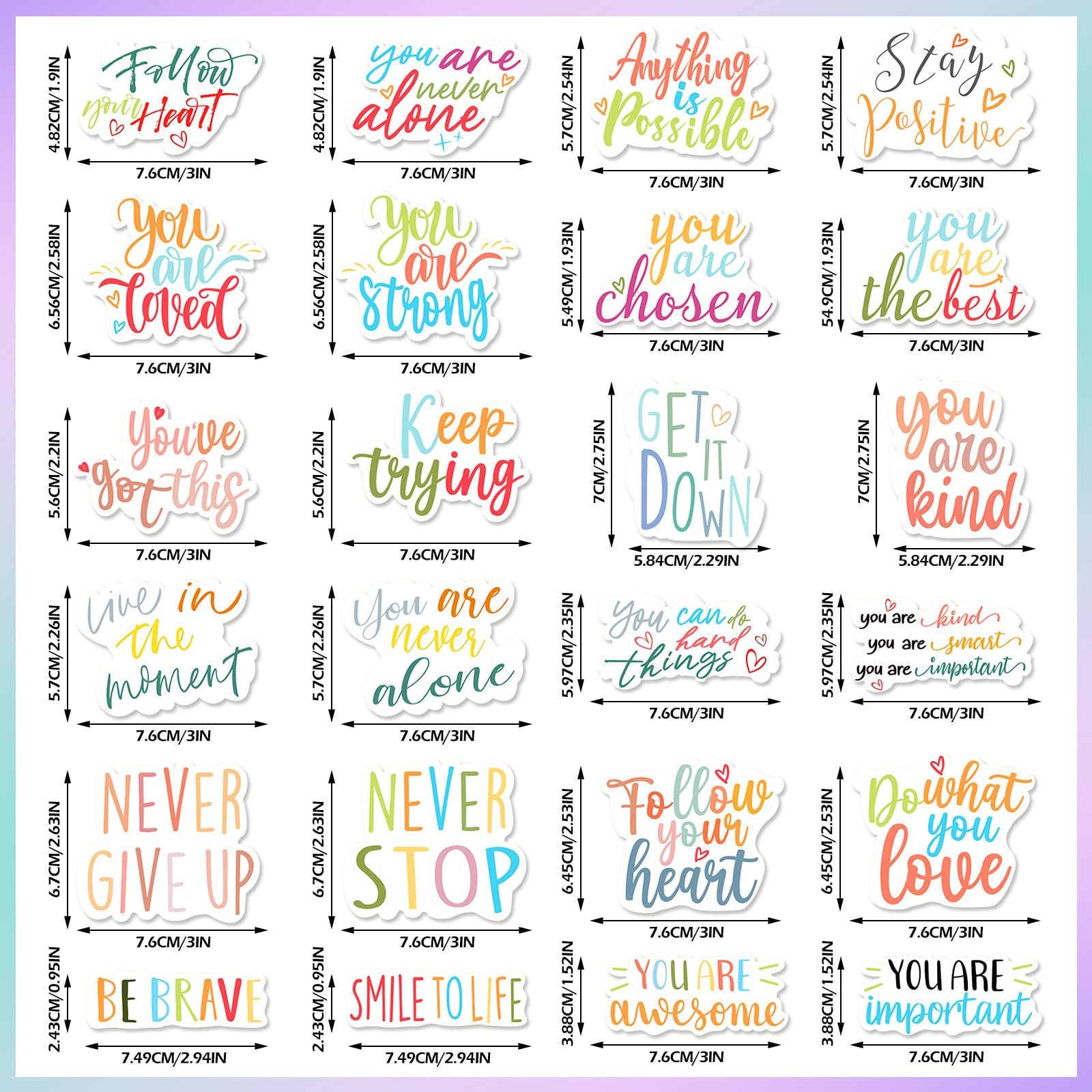 24 Pieces Inspirational Fridge Magnets Locker Magnets for Girls Motivational Quotes Magnets Cute Refrigerator Magnets for Classroom Whiteboard School Car Office Accessories (Cute)