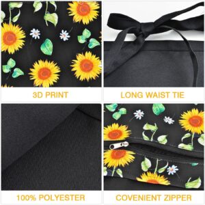 PAMAID Server Waist Aprons, Waitress Kitchen Restaurant Half Apron Professional for Men Women with 6 Pockets (Sunflower)