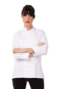 chef works women's le mans chef coat, white, large