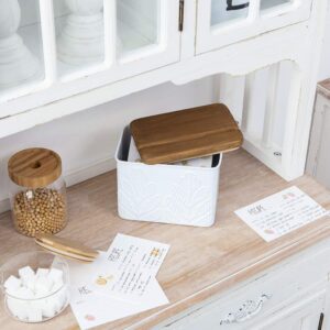 NIKKY HOME 4x6 Kitchen Metal Recipe Organization Box with Cards and Dividers, Plant Embossing Pattern