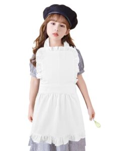 love potato pure cotton white apron children cooking apron princess ruffle apron for kids 4-7 years old