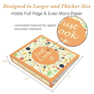 Recipe Binder, 8.5x11 3 Ring Full Page Recipe Book Binder Kit with 30 Plastic Page Protectors, 12 Dividers & 24 Lables, Family Recipe Organizer Binder (Recipe Page Print Templates Included)