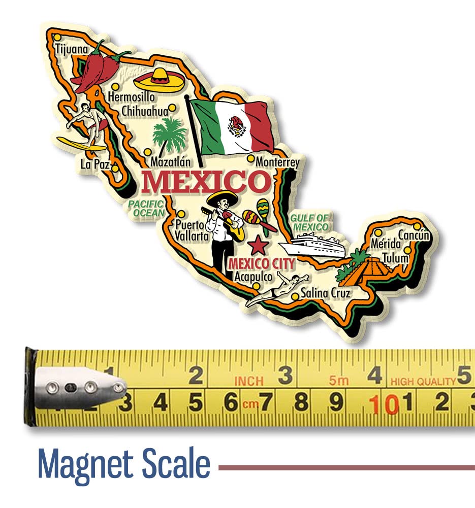Mexico Jumbo Country Map Magnet by Classic Magnets, Collectible Souvenirs Made in The USA
