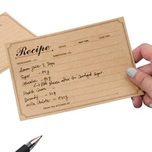 Recipe Cards 4x6 Double Sided, 50-Pack Blank Recipe Cards Kraft, 4 x 6 Inches