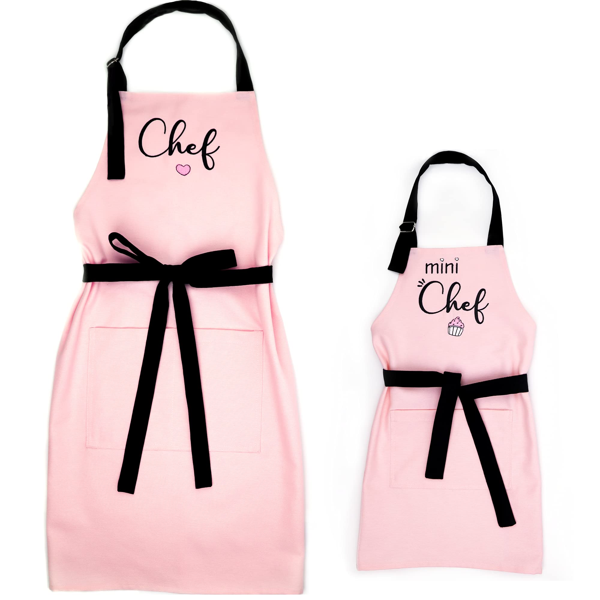 Aprons Mother Daughter Cooking Mommy and Me Matching Aprons Mother's Day Gift Chef Kitchen Adult and Kid Baking (Adult and 3-7 years)