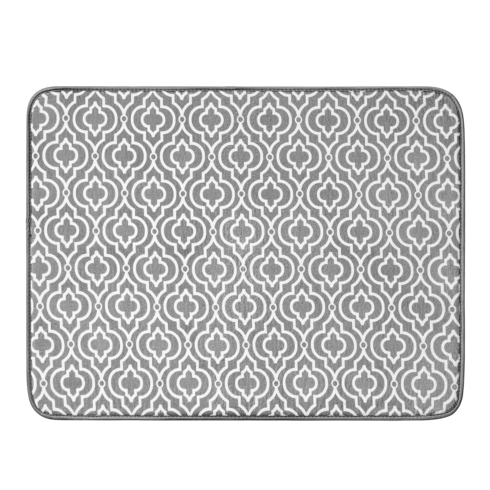 SUBEKYU 24" x 18" Dish Drying Mat, Dish Mat Drying Kitchen Mat Large, Absorbent Microfiber Dish Drainer/Rack Pads, XL, Grey, 1PACK