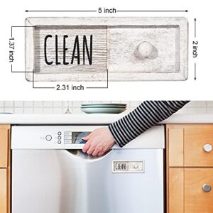 WOJOGO Dishwasher Magnet Clean Dirty Sign – Farmhouse Rustic Wood Clean Dirty Magnet Sign, Works for All Dishwashers, Dishwasher Accessories (White)