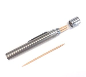 bullseye office - portable stainless steel toothpick holder - mobile toothpick case, easy to carry in your pocket, bag, and much more