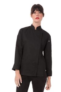chef works women's hartford chef coat, black, medium