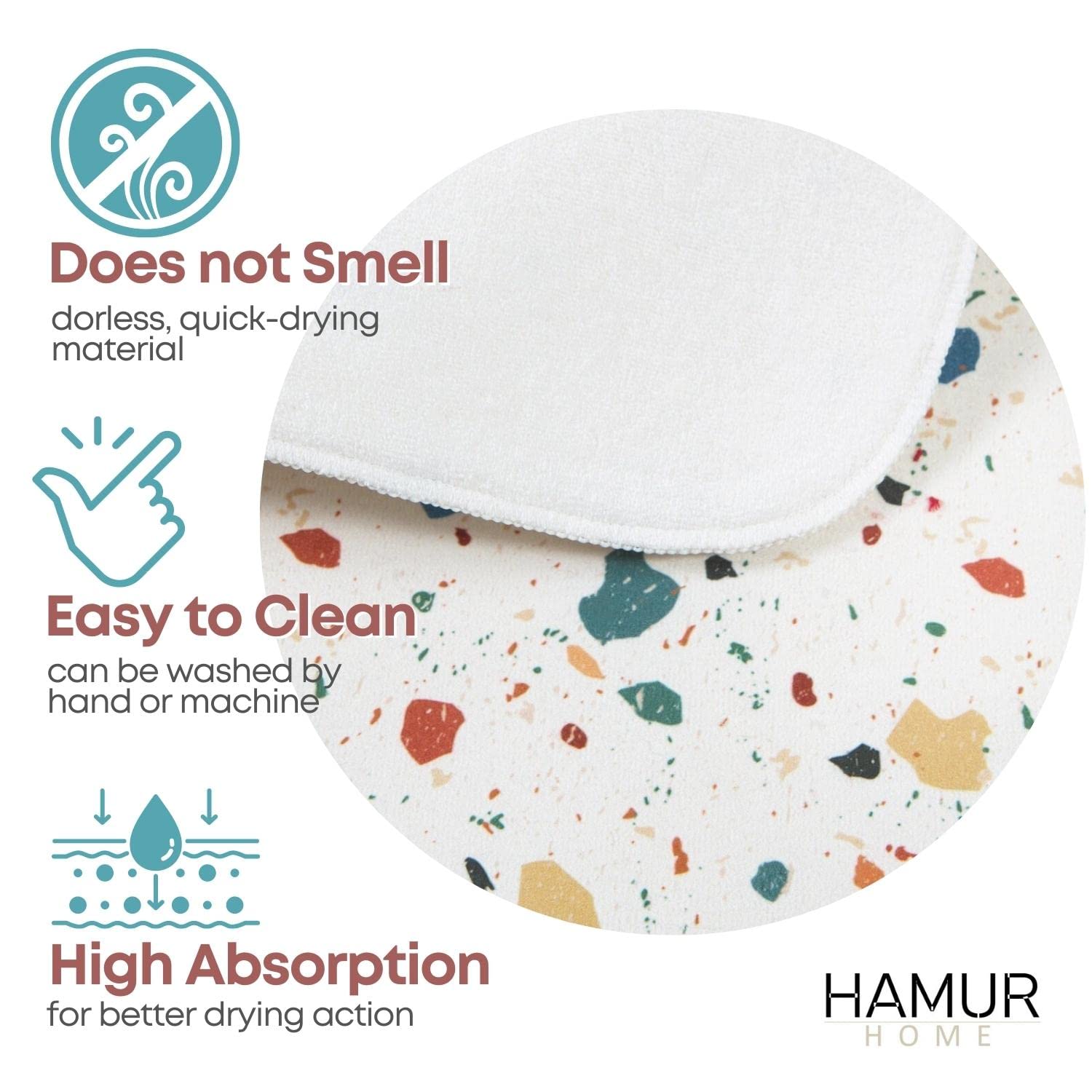 HAMUR Microfiber Dish Drying Mat 16x18 inch, Super absorbent dish draining mat for Kitchen Counter, Kitchen gadgets for easy clean multi-use