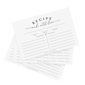 Bliss Collections Recipe Cards, Classic, Double-Sided Cards for Family Recipes, Wedding Showers, Bridal Showers, Baby Showers and Housewarming Gifts, 4"x6" (50 Cards)