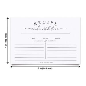 Bliss Collections Recipe Cards, Classic, Double-Sided Cards for Family Recipes, Wedding Showers, Bridal Showers, Baby Showers and Housewarming Gifts, 4"x6" (50 Cards)