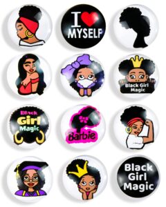 12 pack black girl magic refrigerator magnets-funny refrigerator magnets-whiteboard decoration magnet-locker magnets cute refrigerator magnet, kitchen classroom and office