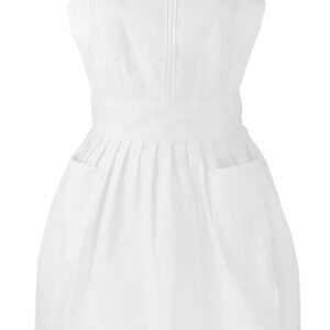 LilMents Kids Retro Adjustable Ruffle Apron Kitchen Baking Maid Costume (White)