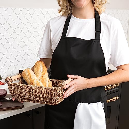 Pookie Home Premium Plain Aprons for Women with Pockets, Color Kitchen Aprons for Cooking- Water/Stain Resistant Chefs Apron