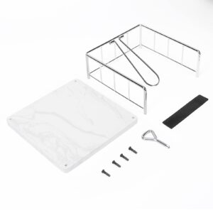 Livabber Flat Napkin Holder, Metal Kitchen Napkin Holder with Weighted Tension Arm Rustic Tissue Paper Dispenser for Countertop, Table Kitchen, Dining Room (With Marble Base, Chrome)