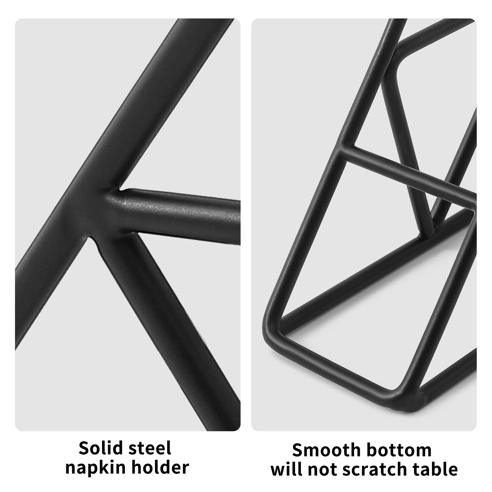 Lonffery Napkin Holder for Table - Black Triangular Napkin Holder Kitchen Decor, Farmhouse Steel Napkin Dispenser