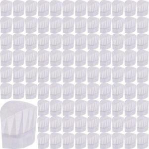 100 pieces white chef hats kids adjustable kitchen cooking chef cap non woven fabric chef toques head catering baker hats for cooking baking barbecue party home school and restaurant