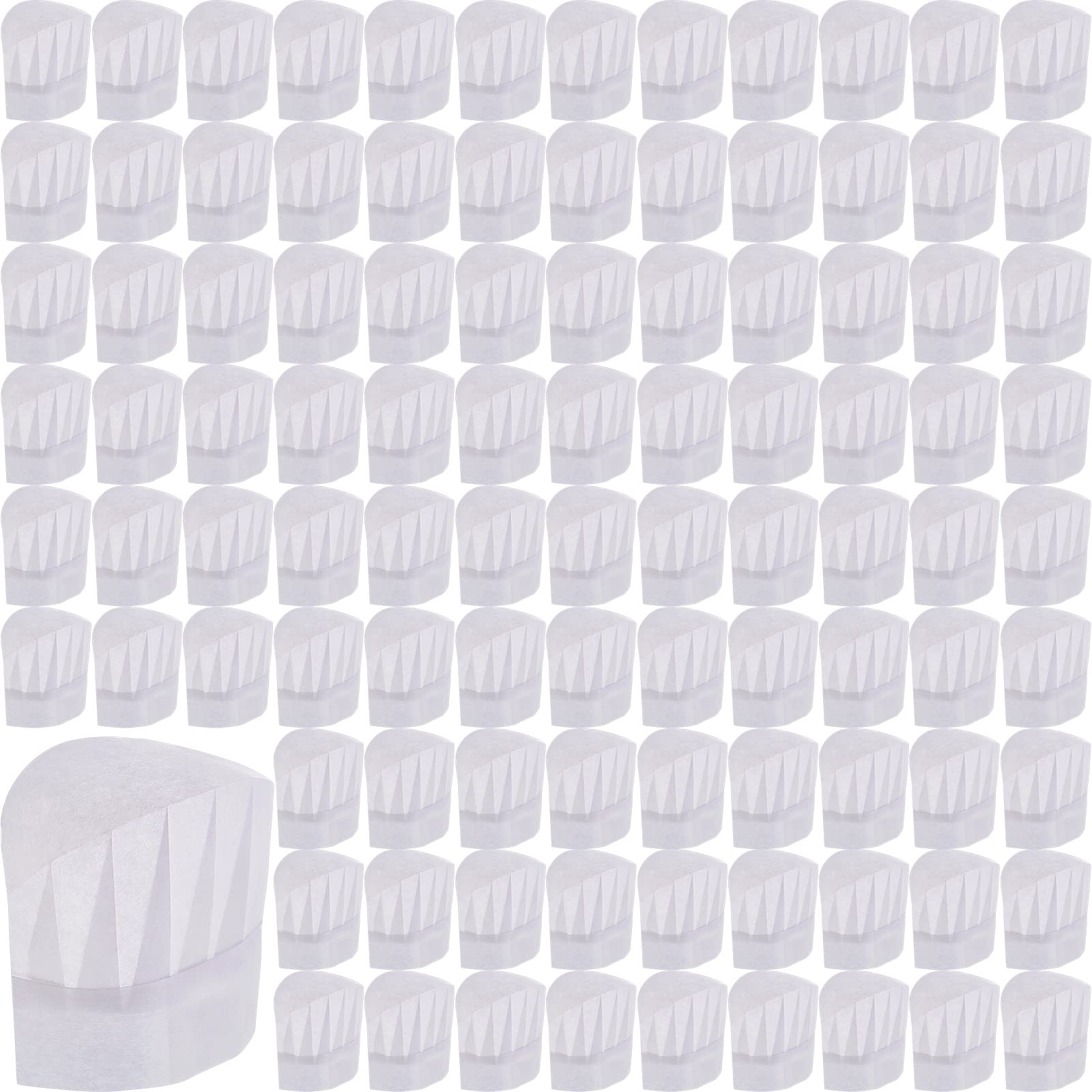 100 Pieces White Chef Hats Kids Adjustable Kitchen Cooking Chef Cap Non Woven Fabric Chef Toques Head Catering Baker Hats for Cooking Baking Barbecue Party Home School and Restaurant