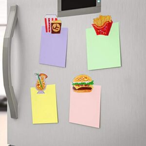 4pcs DIY Refrigerator Magnet Sticker Diamond Painting Kits Full Drill Special Shaped Fridge Magnet Decals for Office Cabinet Refrigerator Whiteboard Notes Memos Photos Gift (Burger Fries Food)