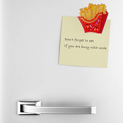 4pcs DIY Refrigerator Magnet Sticker Diamond Painting Kits Full Drill Special Shaped Fridge Magnet Decals for Office Cabinet Refrigerator Whiteboard Notes Memos Photos Gift (Burger Fries Food)