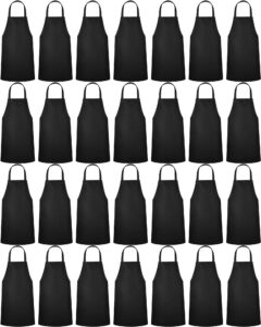 36 pack bulk plain aprons for man woman adult unisex apron machine washable adjustable bib aprons(black)